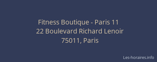 Fitness Boutique - Paris 11