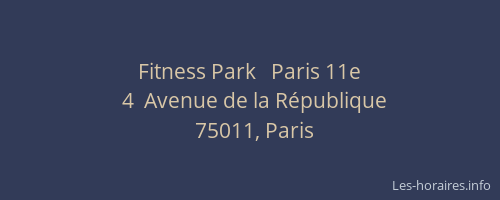 Fitness Park   Paris 11e