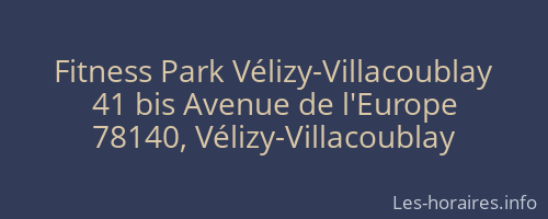 Fitness Park Vélizy-Villacoublay
