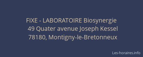 FIXE - LABORATOIRE Biosynergie