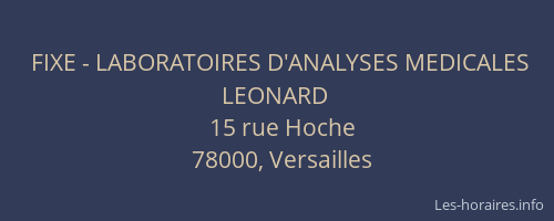 FIXE - LABORATOIRES D'ANALYSES MEDICALES LEONARD
