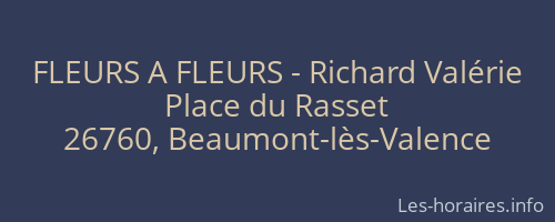 FLEURS A FLEURS - Richard Valérie
