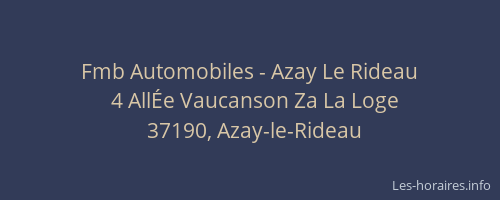Fmb Automobiles - Azay Le Rideau