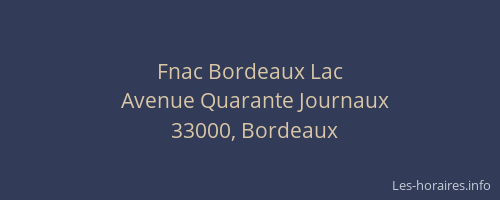 Fnac Bordeaux Lac