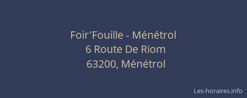 Foir'Fouille - Ménétrol