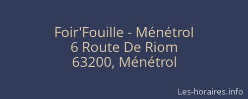 Foir'Fouille - Ménétrol