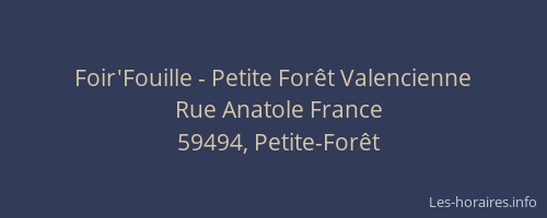 Foir'Fouille - Petite Forêt Valencienne