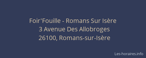 Foir'Fouille - Romans Sur Is&egrave;re