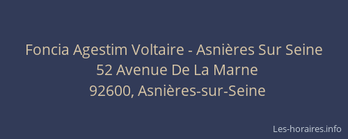 Foncia Agestim Voltaire - Asnières Sur Seine