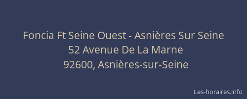 Foncia Ft Seine Ouest - Asnières Sur Seine