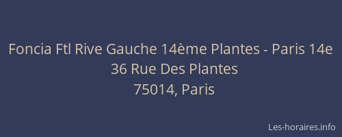Foncia Ftl Rive Gauche 14ème Plantes - Paris 14e