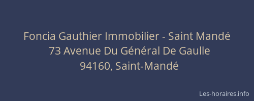 Foncia Gauthier Immobilier - Saint Mand&eacute;