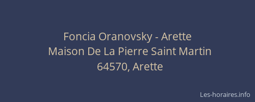 Foncia Oranovsky - Arette