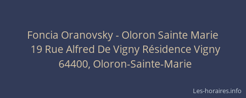 Foncia Oranovsky - Oloron Sainte Marie