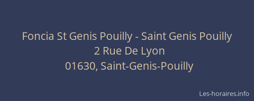 Foncia St Genis Pouilly - Saint Genis Pouilly