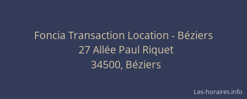 Foncia Transaction Location - Béziers