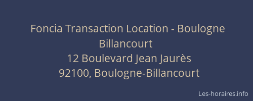 Foncia Transaction Location - Boulogne Billancourt