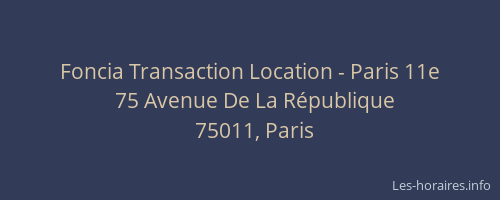 Foncia Transaction Location - Paris 11e