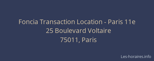 Foncia Transaction Location - Paris 11e