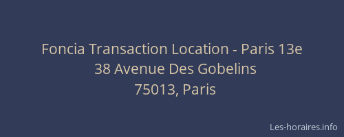 Foncia Transaction Location - Paris 13e