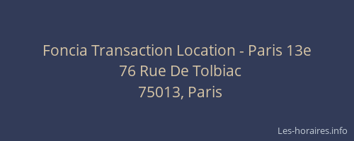 Foncia Transaction Location - Paris 13e