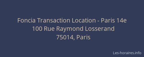 Foncia Transaction Location - Paris 14e