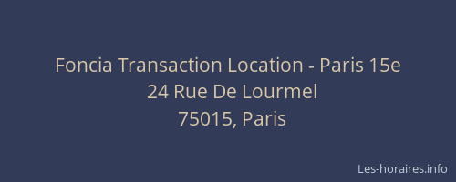 Foncia Transaction Location - Paris 15e