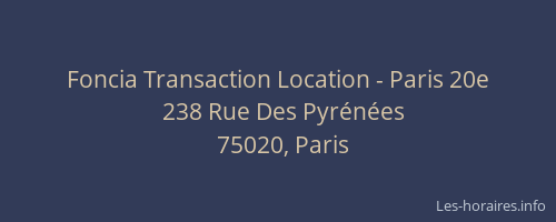 Foncia Transaction Location - Paris 20e