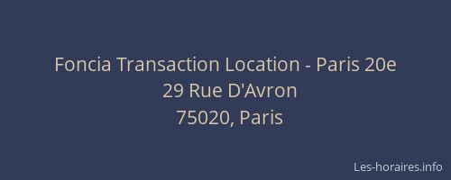 Foncia Transaction Location - Paris 20e