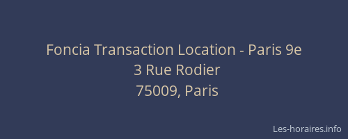 Foncia Transaction Location - Paris 9e