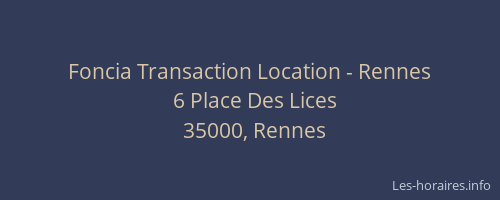 Foncia Transaction Location - Rennes