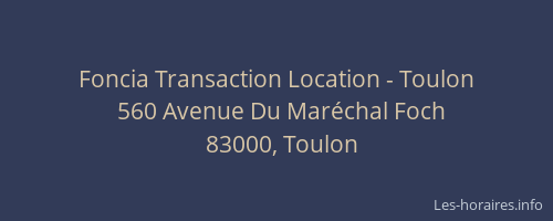 Foncia Transaction Location - Toulon