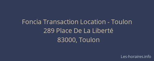 Foncia Transaction Location - Toulon