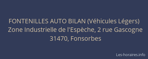 FONTENILLES AUTO BILAN (Véhicules Légers)
