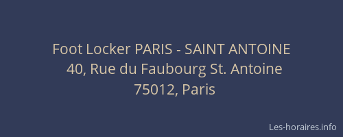 Foot Locker PARIS - SAINT ANTOINE