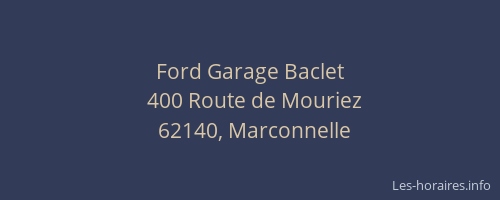 Ford Garage Baclet