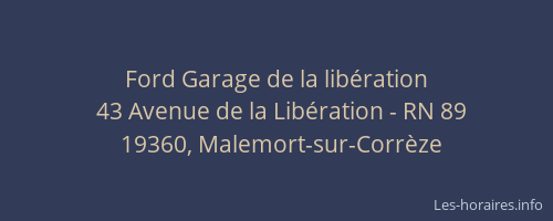 Ford Garage de la lib&eacute;ration