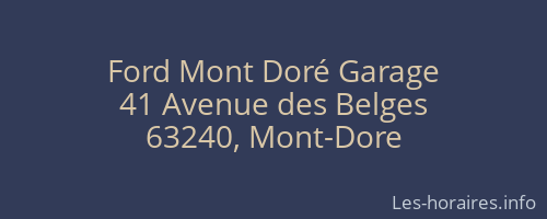 Ford Mont Doré Garage