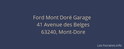 Ford Mont Doré Garage