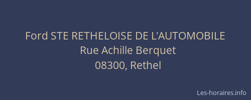 Ford STE RETHELOISE DE L'AUTOMOBILE