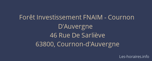 For&ecirc;t Investissement FNAIM - Cournon D'Auvergne