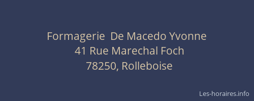 Formagerie  De Macedo Yvonne