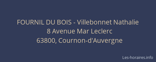 FOURNIL DU BOIS - Villebonnet Nathalie