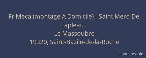 Fr Meca (montage A Domicile) - Saint Merd De Lapleau