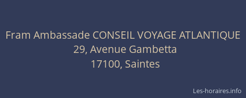 Fram Ambassade CONSEIL VOYAGE ATLANTIQUE