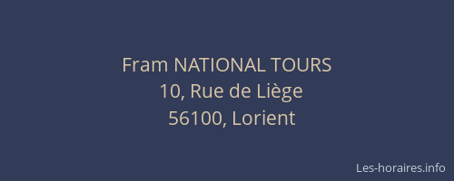 Fram NATIONAL TOURS
