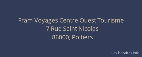Fram Voyages Centre Ouest Tourisme