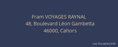 Fram VOYAGES RAYNAL