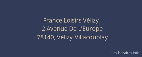 France Loisirs V&eacute;lizy