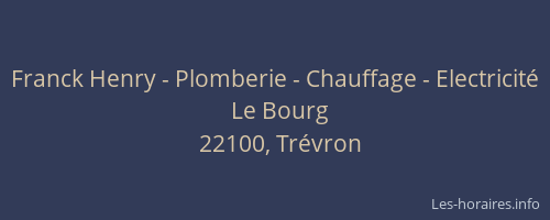 Franck Henry - Plomberie - Chauffage - Electricit&eacute;